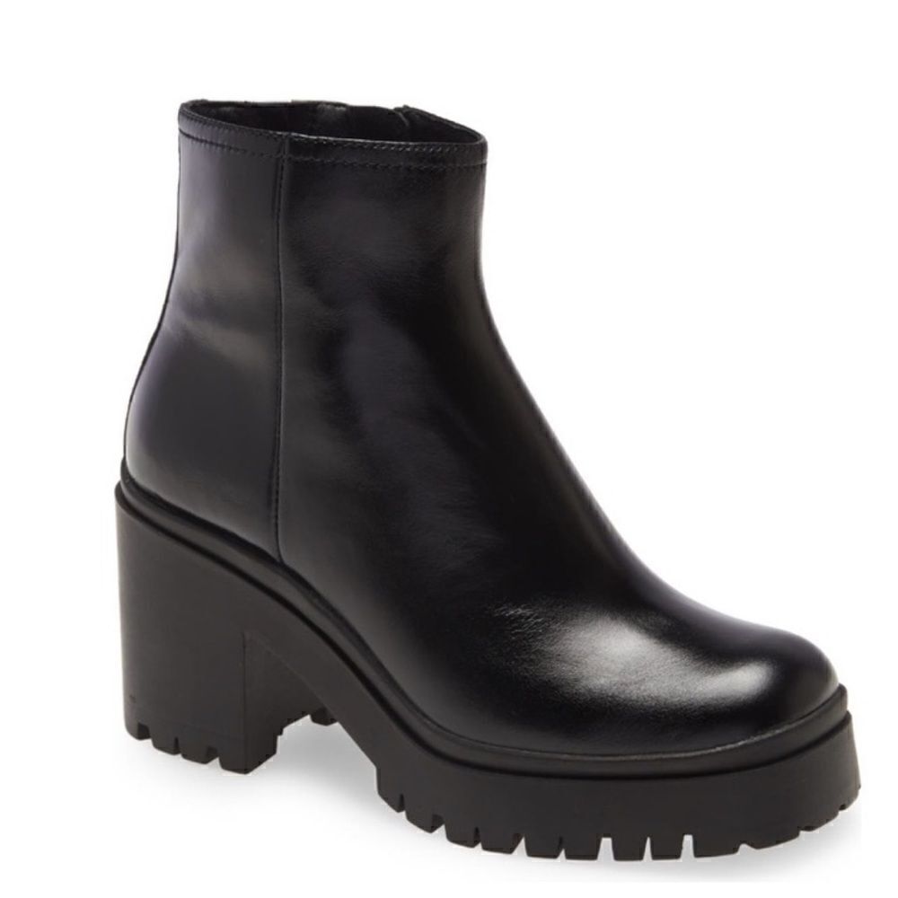 Jeffreycampbell Anemone Lug Sole Bootie Size 10 Black Leather